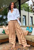 Bloc Stripe Wide Leg Pant Nutmeg & Cedar
